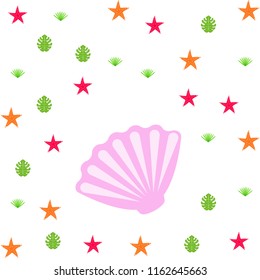 starfish shell tropical plant vector background