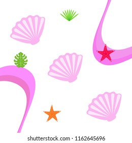 starfish shell tropical plant vector background