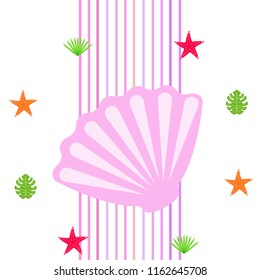 starfish shell tropical plant vector background