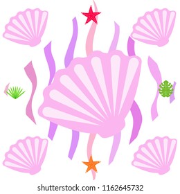 starfish shell tropical plant vector background