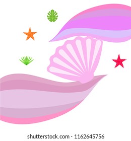 starfish shell tropical plant vector background starfish shell tropical plant vector background