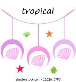 starfish shell tropical plant vector background