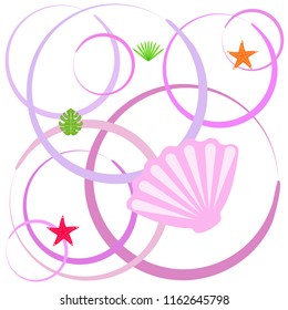 starfish shell tropical plant vector background