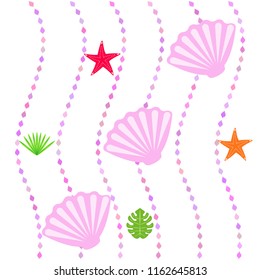 starfish shell tropical plant vector background