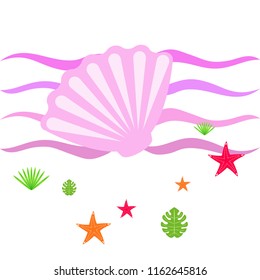 starfish shell tropical plant vector background