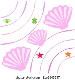 starfish shell tropical plant vector background