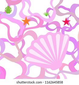starfish shell tropical plant vector background