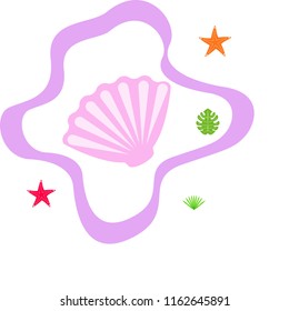 starfish shell tropical plant vector background