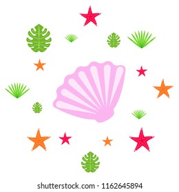 starfish shell tropical plant vector background