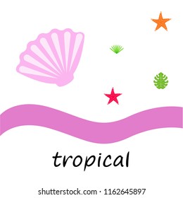 starfish shell tropical plant vector background