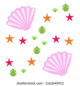 starfish shell tropical plant vector background