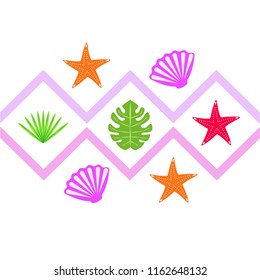 starfish shell tropical plant vector background