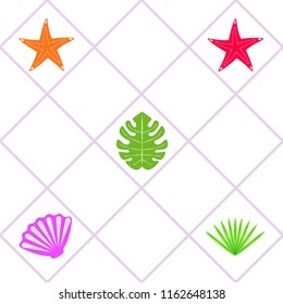 starfish shell tropical plant vector background