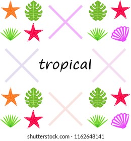 starfish shell tropical plant vector background