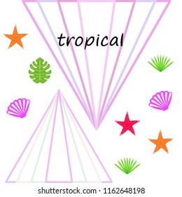 starfish shell tropical plant vector background