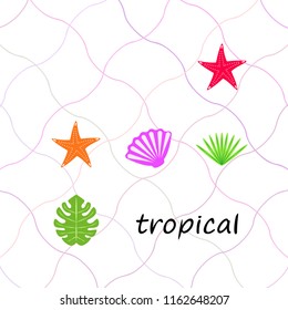 starfish shell tropical plant vector background