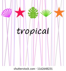 starfish shell tropical plant vector background