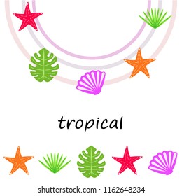 starfish shell tropical plant vector background