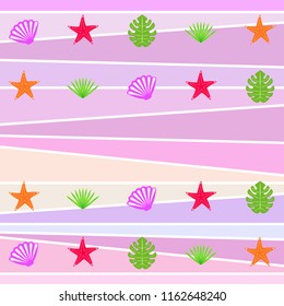 starfish shell tropical plant vector background