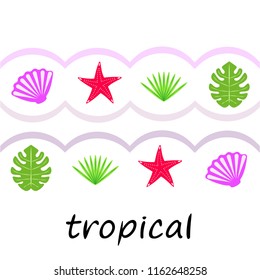 starfish shell tropical plant vector background