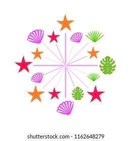 starfish shell tropical plant vector background