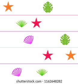 starfish shell tropical plant vector background