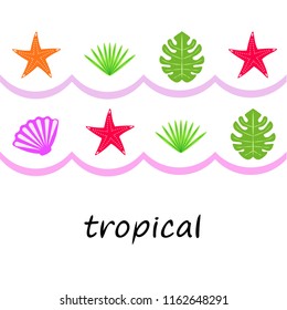 starfish shell tropical plant vector background