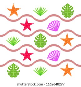 starfish shell tropical plant vector background