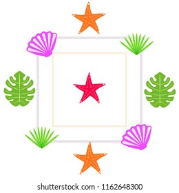 starfish shell tropical plant vector background