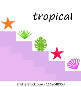 starfish shell tropical plant vector background