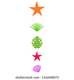 starfish shell tropical plant vector background
