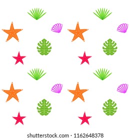 starfish shell tropical plant vector background