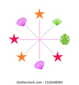 starfish shell tropical plant vector background