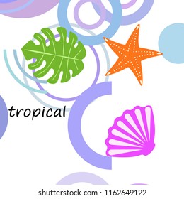 starfish shell tropical plant vector background