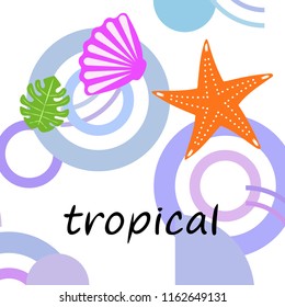 starfish shell tropical plant vector background