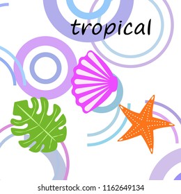 starfish shell tropical plant vector background