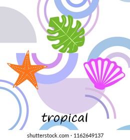 starfish shell tropical plant vector background