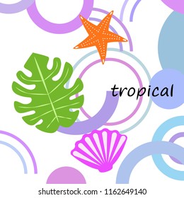starfish shell tropical plant vector background