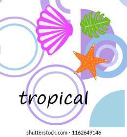 starfish shell tropical plant vector background