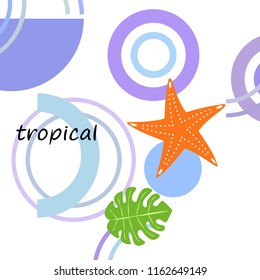 starfish shell tropical plant vector background