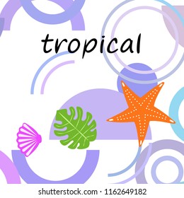 starfish shell tropical plant vector background