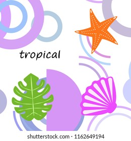 starfish shell tropical plant vector background