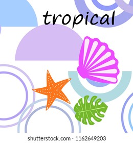 starfish shell tropical plant vector background