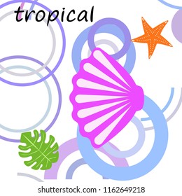 starfish shell tropical plant vector background