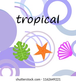 starfish shell tropical plant vector background