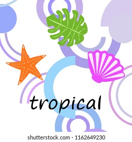 starfish shell tropical plant vector background