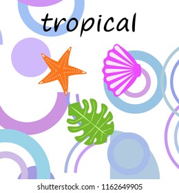 starfish shell tropical plant vector background