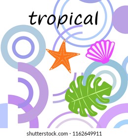 starfish shell tropical plant vector background