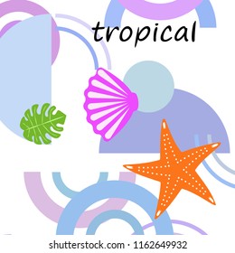 starfish shell tropical plant vector background