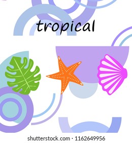 starfish shell tropical plant vector background